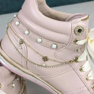 Upcycled Guess Factory Barbie Pink Hightop Sneakers! "Joannes"